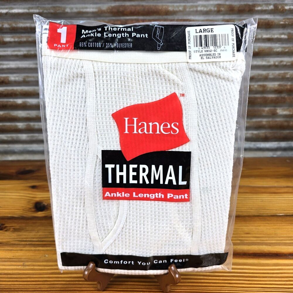 Vintage 2001 Brand New Hanes Ankle Length Thermal Pants Long Johns Men's Size L